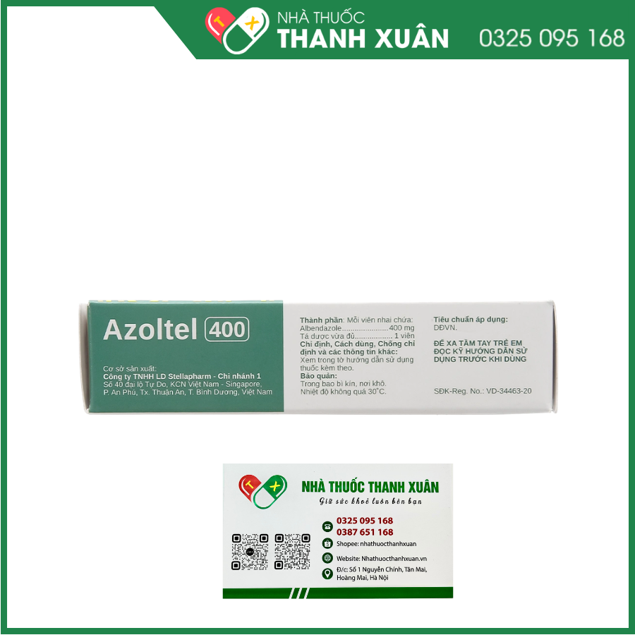 Azoltel 400 STELLA điều trị nhiễm một hoặc nhiều loại ký sinh trùng đường ruột